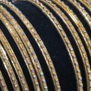 12 Sari Indian/Pakistani Bollywood Bangle Bracelets Metal Costume Jewelry 2.75”